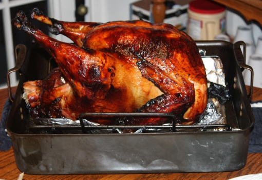 Turkey brined with apple cider brine & roasted on my gas grill. Turkey brined with apple cider brine & roasted on my
gas grill.